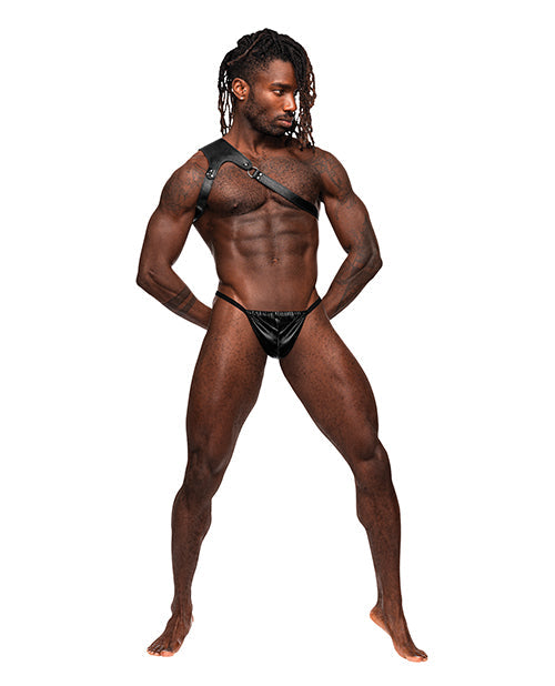 Male Power Zodiac PU Leather Shoulder Harness Black O/S