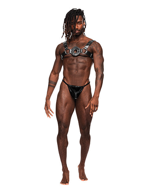 Male Power Libra PU Leather Chest Harness Black O/S