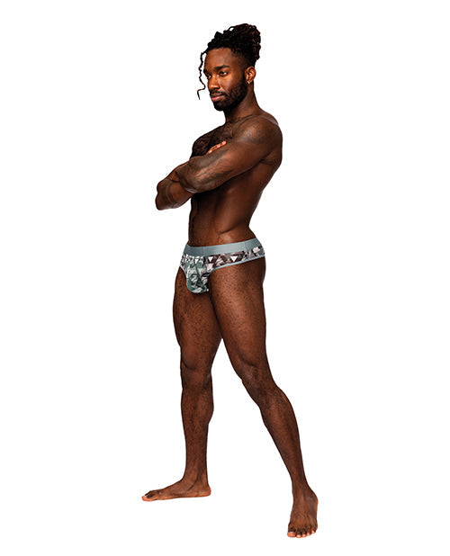 Male Power Sheer Prints Mesh Poly Spandex Thong Optical L/XL