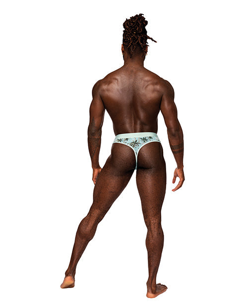 Male Power Sheer Prints Mesh Poly Spandex Thong Flamingo S/M
