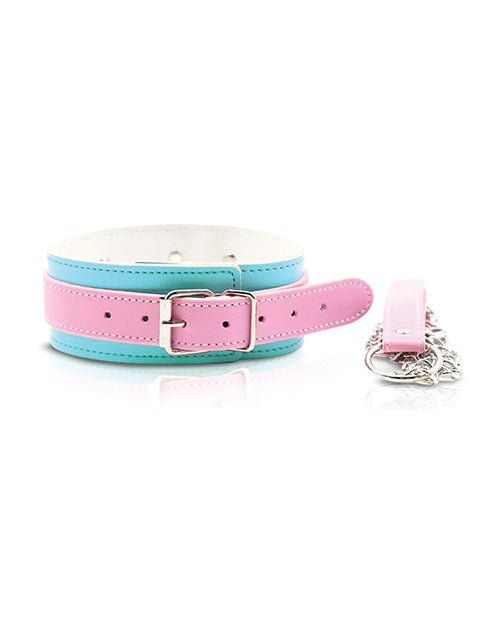 Nobu Nobu Fetish Choker & Leash Set - Pink/Blue