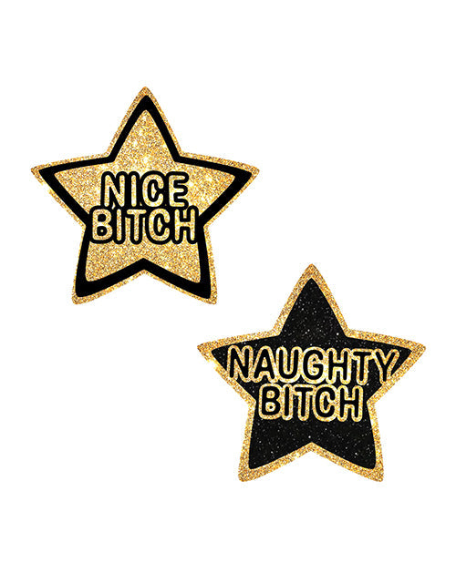 Neva Nude Neva Nude Nice / Naughty Bitch Glitter Stars - Black/Gold O/S