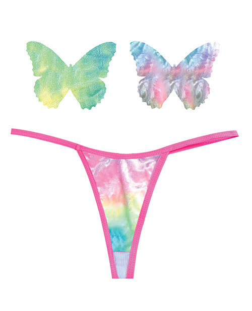 Neva Nude Neva Nude Naughty Knix Rainbow Sherbet Velvet G-String & Pasties - (Color Varies) Multi O/S