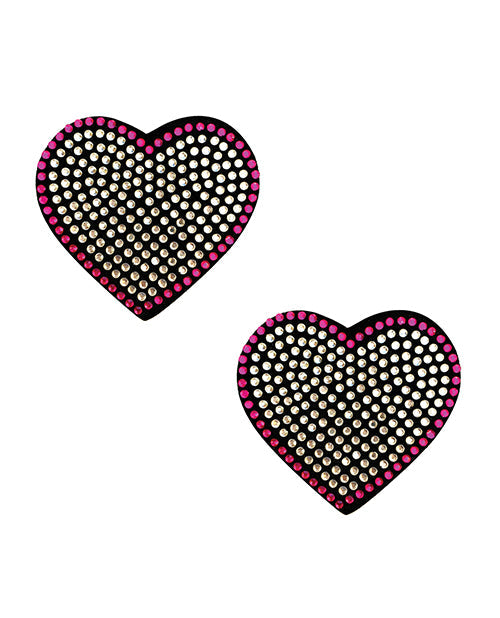 Neva Nude Neva Nude Burlesque Heart N' Soul Crystal Heart Pasties - Pink/Clear O/S