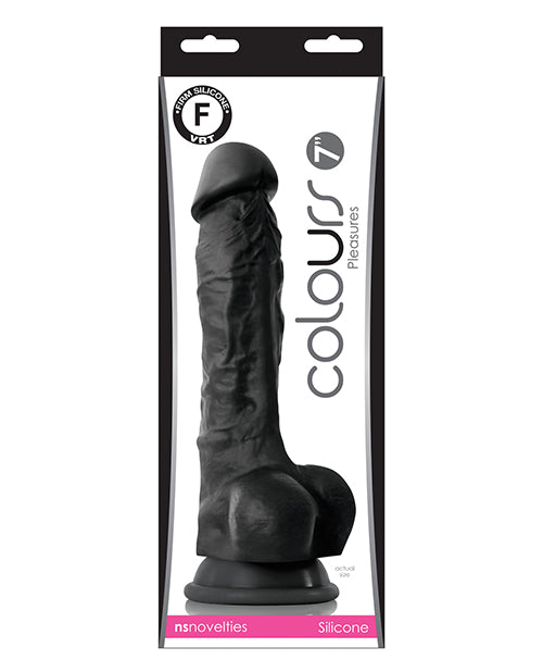 Colours Colours Pleasures 7" Dong w/Balls & Suction Cup - Black