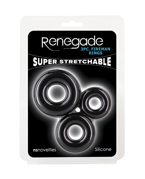 Renegade Renegade Fireman Cock Rings - Pack of 3 Black
