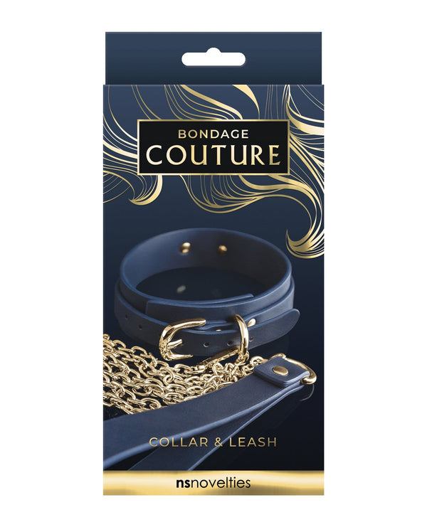 Bondage Couture Bondage Couture Vinyl Collar and Leash - Blue