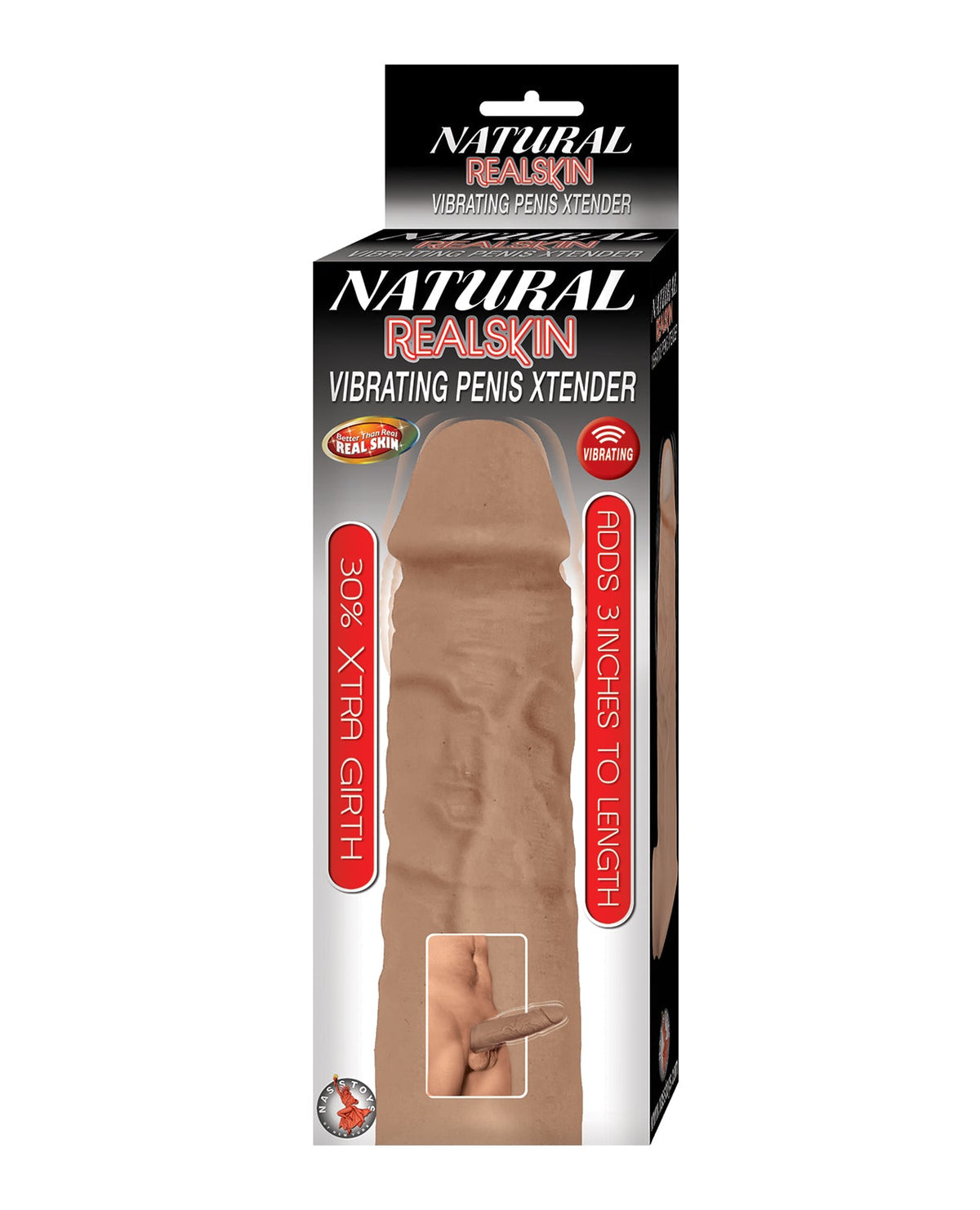 Natural Realskin Natural Realskin Vibrating Penis Xtender - Brown