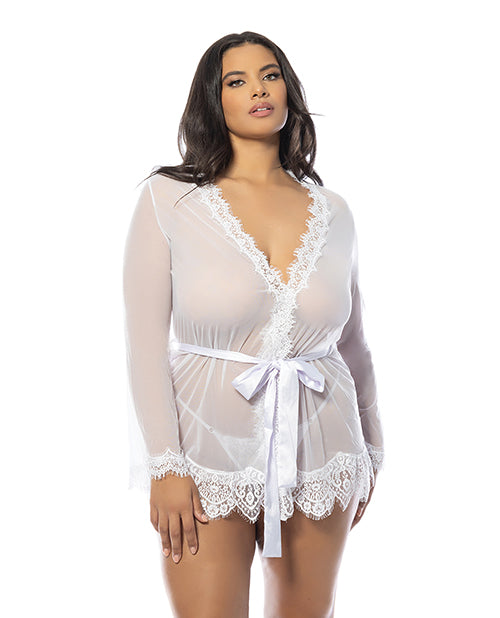 Oh La La Cheri Provence Short Robe - White 1X/2X