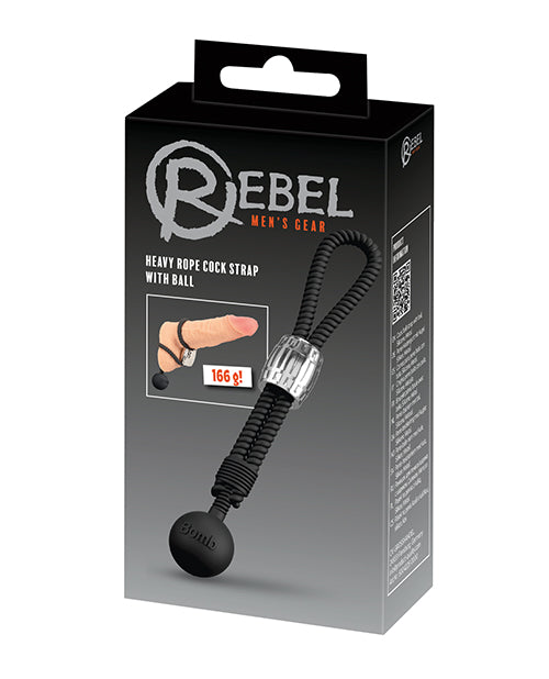 Rebel Rebel Heavy Rope Cock Lasso w/Ball - Black