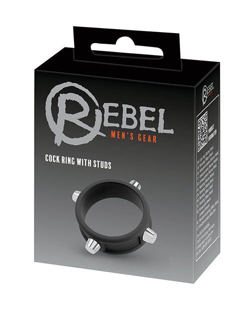 Rebel Rebel Cock Ring w/Studs - Black