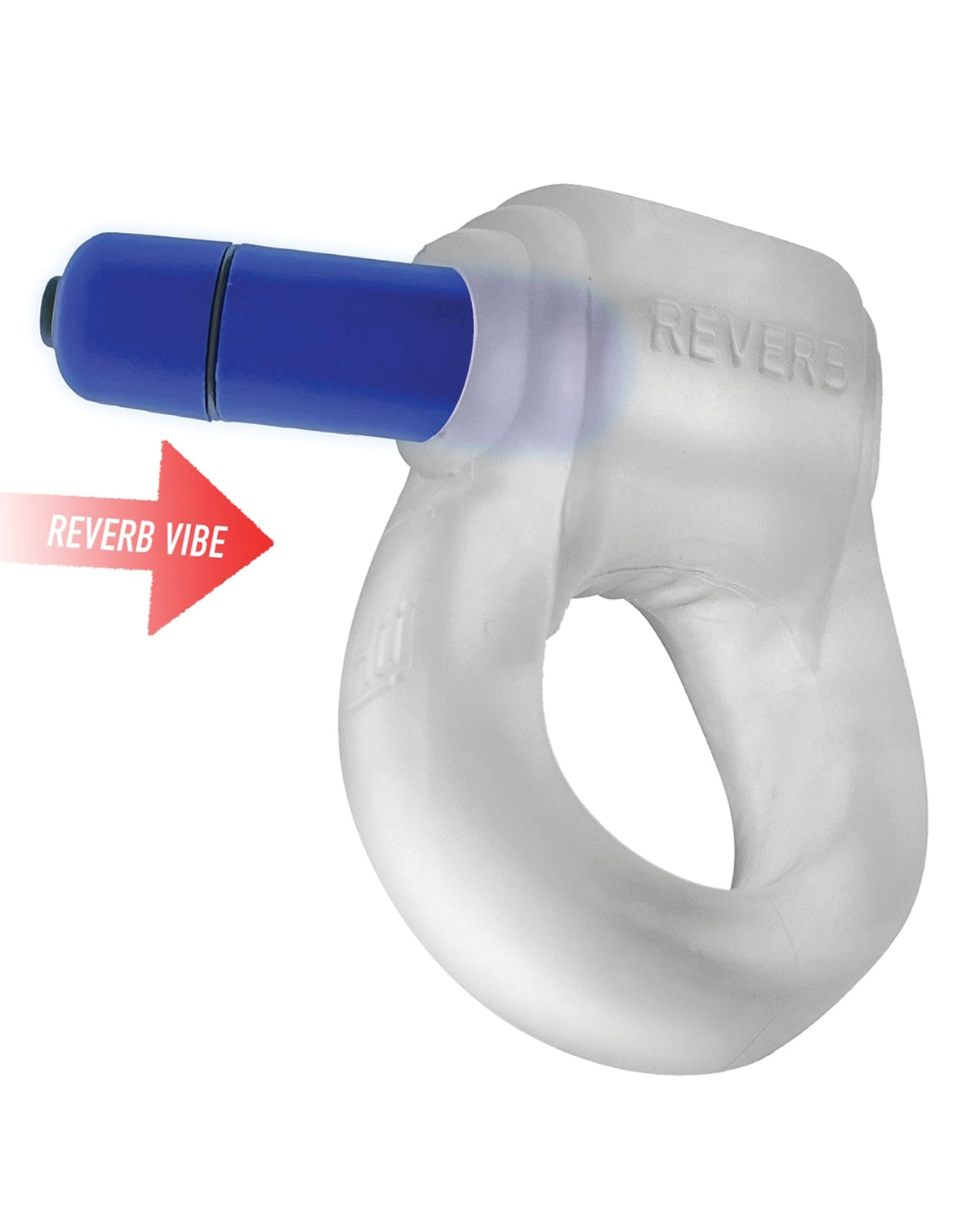 Hunky Junk Hunky Junk Revring Cock Ring w/Vibe - Clear w/Blue Vibe