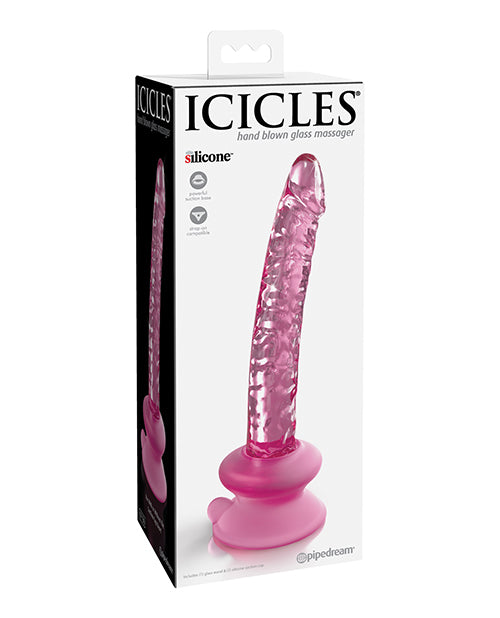 Icicles Icicles No. 86 Hand Blown Glass Massager w/Suction Cup - Pink