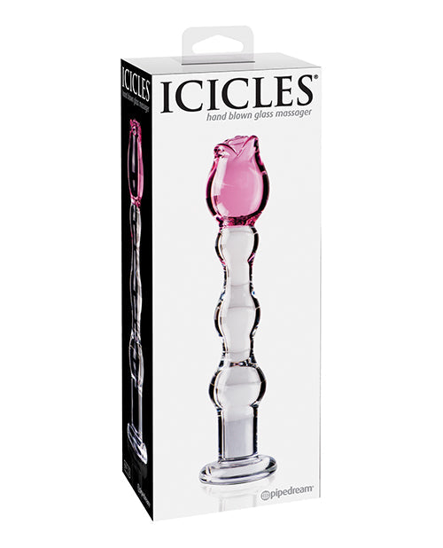Icicles Icicles No. 12 Hand Blown Glass Massager - Clear w/Rose Tip