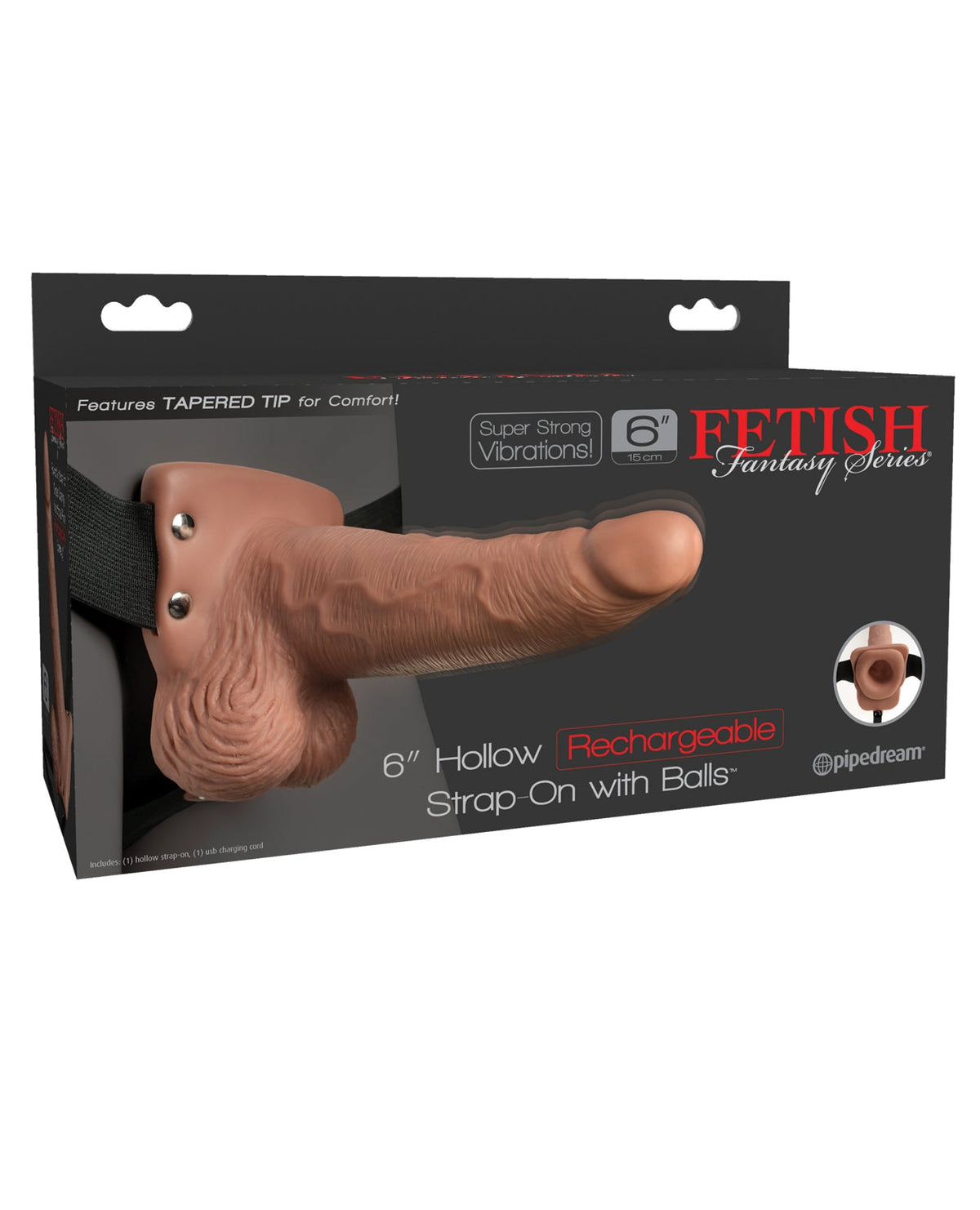 Fetish Fantasy Series Fetish Fantasy Series 6" Hollow Rechargeable Strap On w/Balls - Tan