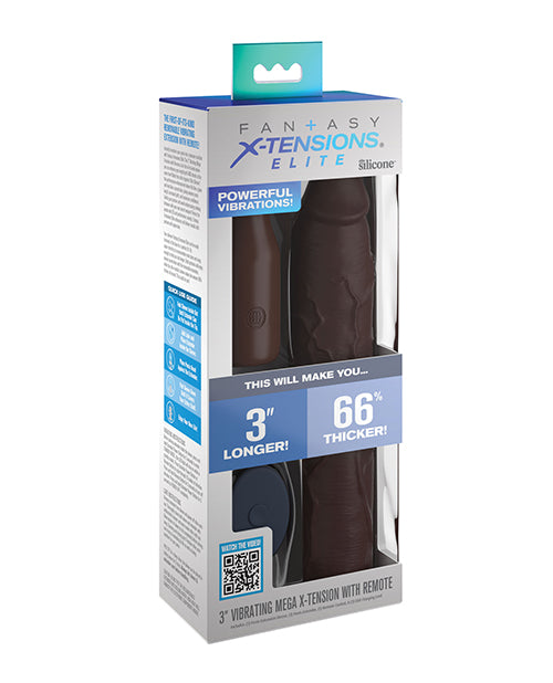 Fantasy X-tensions Fantasy X-tensions Elite 9" Sleeve Vibrating 3" Plug w/Remote - Brown