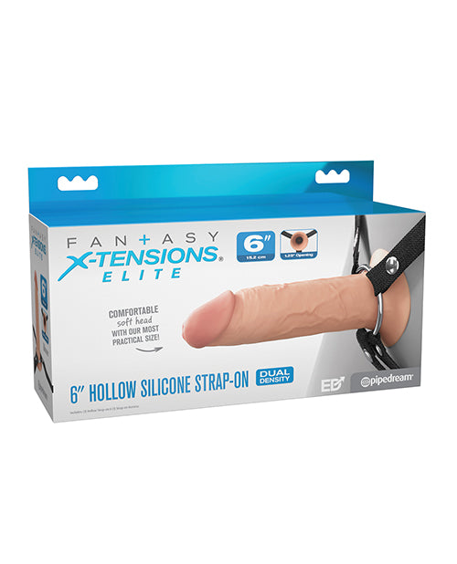 Fantasy X-tensions Fantasy X-tensions Elite 6" Silicone Hollow Strap-on w/Harness - Light