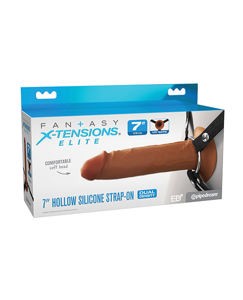 Fantasy X-tensions Fantasy X-tensions Elite 7" Silicone Hollow Strap-on - Brown