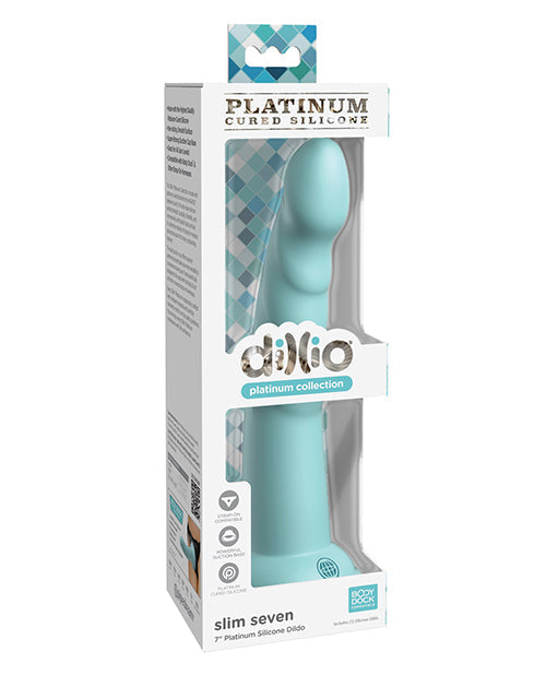 Dillio Dillio Platinum 7" Slim Seven Silicone Dildo - Teal