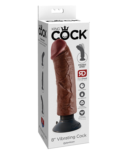 King Cock King Cock 8" Vibrating Cock - Brown