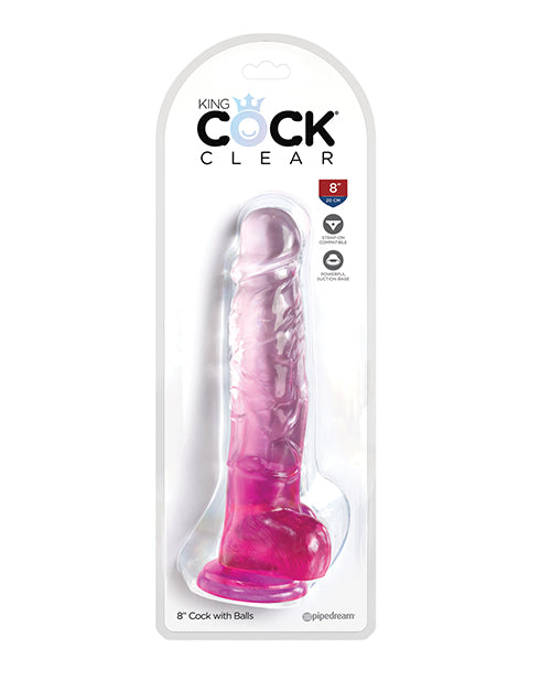 King Cock King Cock Clear 8" Cock w/Balls - Pink