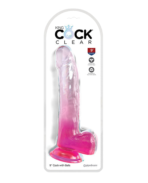 King Cock King Cock Clear 9" Cock w/Balls - Pink