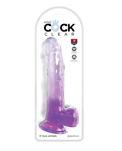 King Cock King Cock Clear 9" Cock w/Balls - Purple