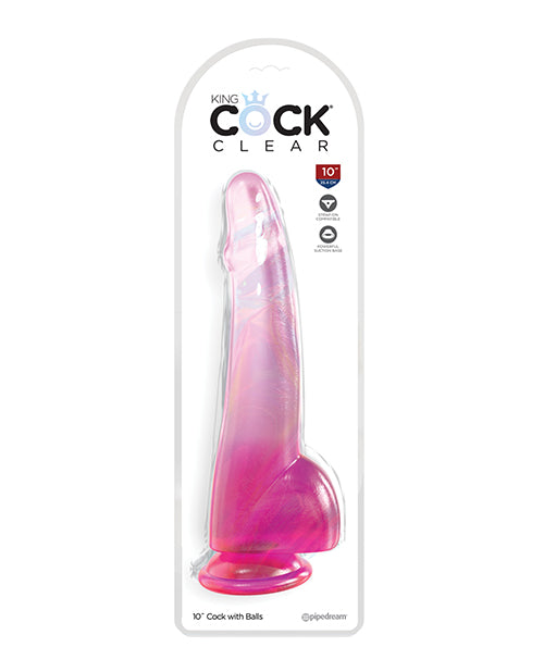 King Cock King Cock Clear 10" Cock w/Balls - Pink