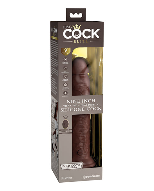 King Cock Elite King Cock Elite 9" Dual Density Vibrating Silicone Cock w/Remote - Brown