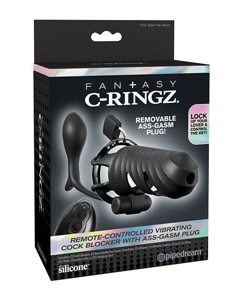 Fantasy C-Ringz Fantasy C-Ringz Remote Controlled Vibrating Cock Blocker w/Ass-Gasam Plug - Black