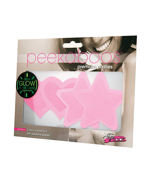 Peekaboos Peekaboos Glow in the Dark Hearts & Stars - Hot Pink 2 Pairs