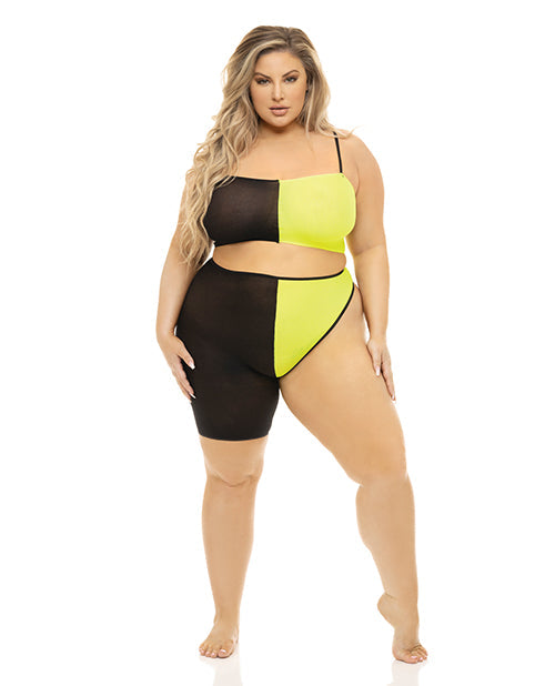 Pink Lipstick Pink Lipstick Block You Out Bandeau & Bottom Black/Yellow QN