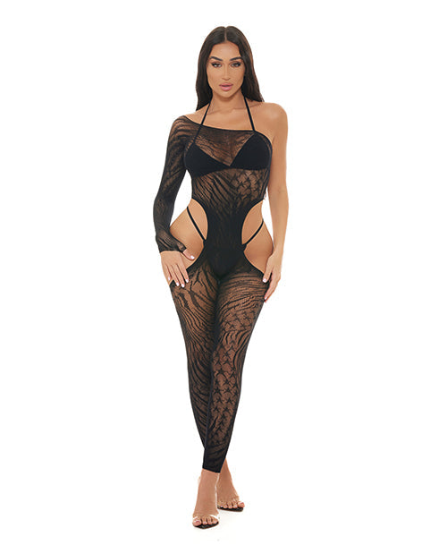 Pink Lipstick Pink Lipstick Star Sign Bodystocking - Black O/S