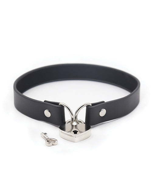 Plesur Plesur PVC Collar w/Heart Lock - Black