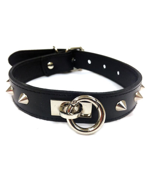 Rouge Rouge Leather O Ring Studded Collar - Black