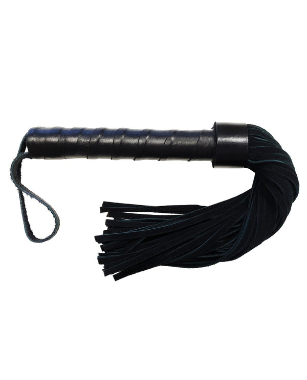 Rouge Rouge Leather Handle Short Short Suede Flogger - Black