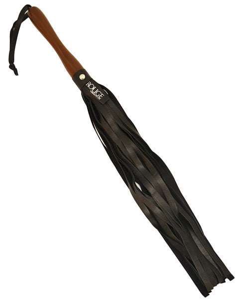 Rouge Rouge Leather Flogger w/Wooden Handle - Black