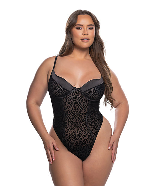 Roma Confidential Wild Thing Underwire Teddy - Black Leopard 1X/2X
