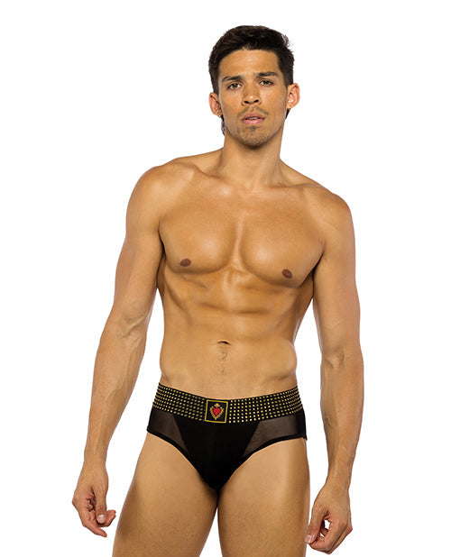 Roma Confidential Sacred Heart Briefs w/Studded Elastic Waist Band - Black LG