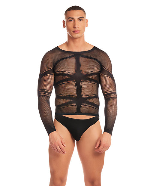 myluxurytoys Rainbow Party Cam Boy Mesh 2 pc Set w/Thong - Black L/XL
