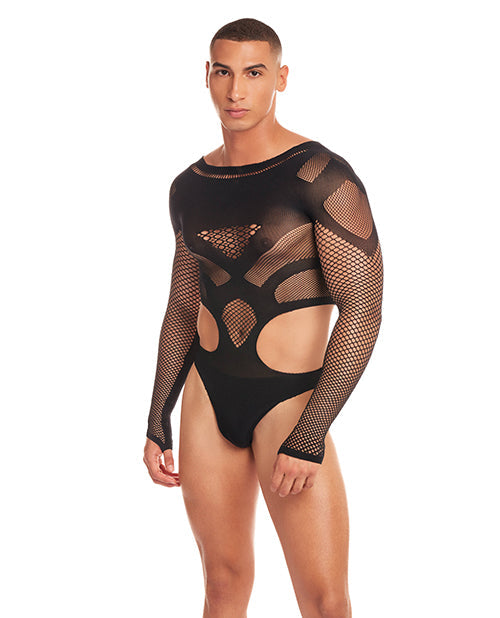 Rainbow Party Rainbow Party Out of Orbit Mesh Bodysuit - Black L/XL