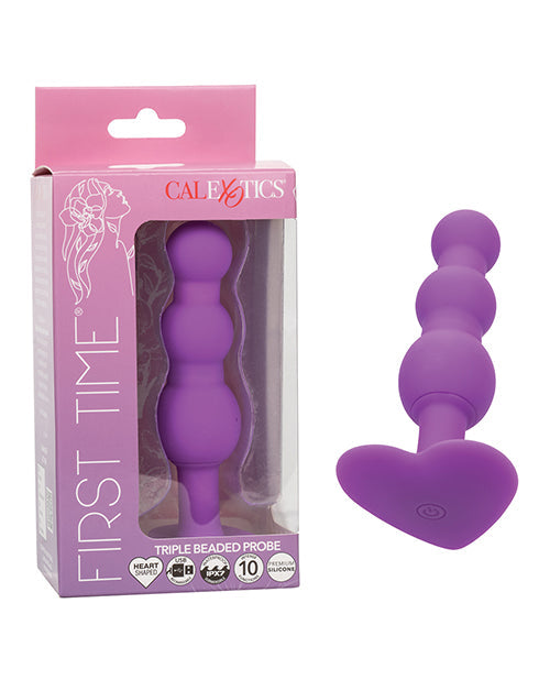 First Time First Time Vibrating Triple Beaded Anal Probe - Purple