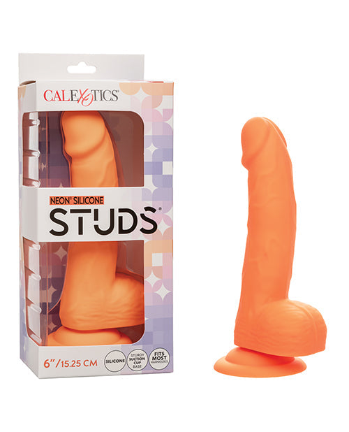 Silicone Studs Silicone Studs Neon 6" Dildo - Orange