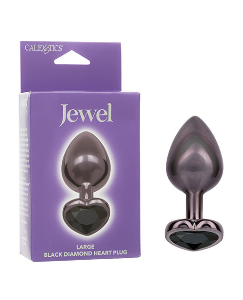 Jewel Jewel Black Diamond Heart Butt Plug - Large, Black