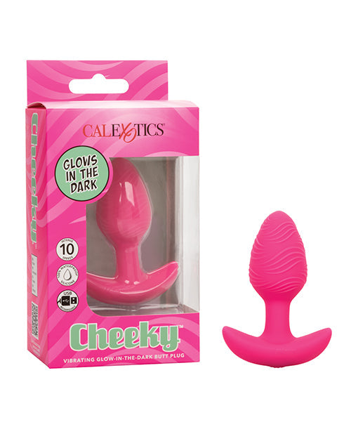 Cheeky Cheeky Glow in the Dark Vibrating Butt Plug - Pink