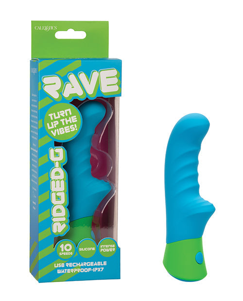Rave Rave Ridged-G Massager w/Rippled Shaft & Stimulator - Blue/Green