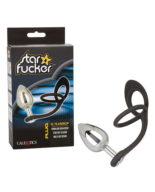 Star Fucker Star Fucker XL Teardrop Gem Plug w/Silicone Enhancer - Black