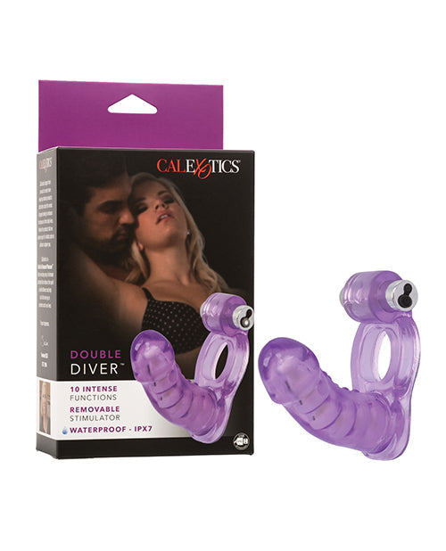 Couple's Enhancers Double Diver Vibrating Enhancer w/Flexible Penetrator - Purple