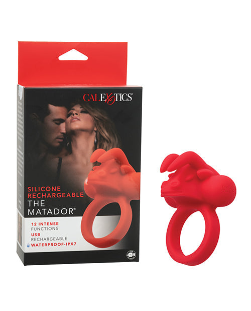 Couple's Enhancers Couple's Enhancer Silicone Rechargeable The Matador Enhancer w/Triple Stimulation - Red