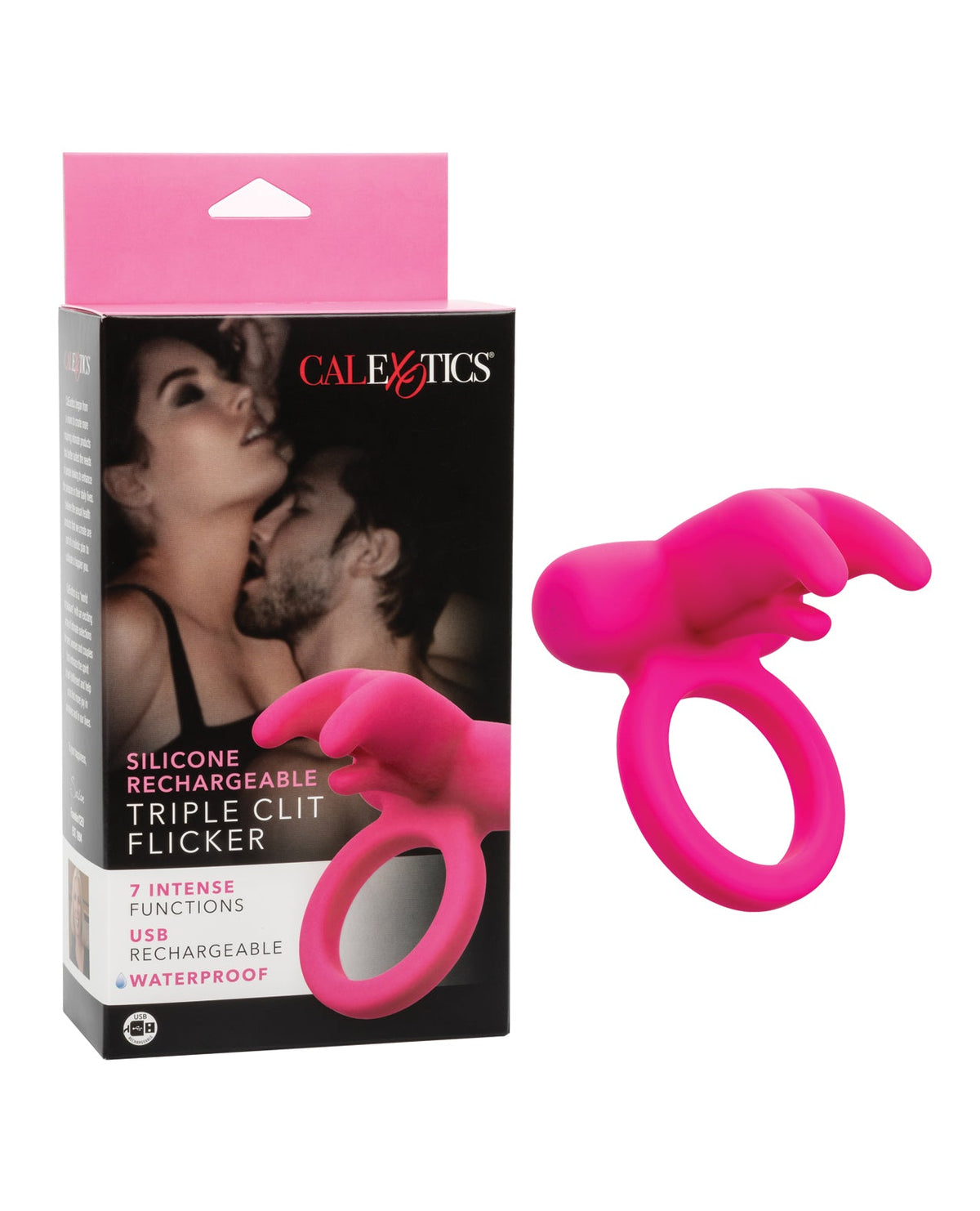Couple's Enhancers Silicone Rechargeable Triple Clit Flicker - Pink